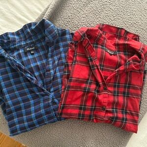 Madewell Casual Plaid Shirts - Blue and Red
